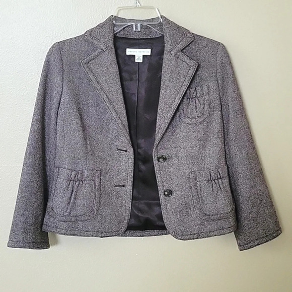 Banana Republic Womens Brown Tweed Wool Blend Cropped Blazer - Size 4 - Picture 2 of 10